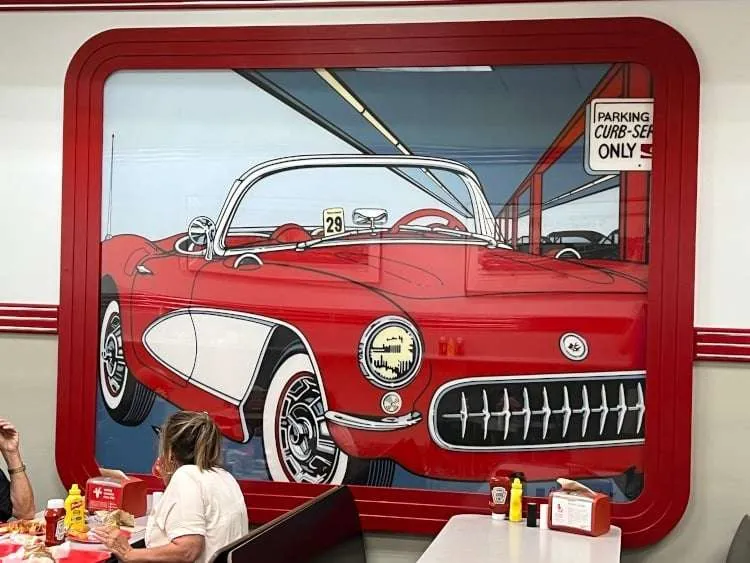 A Corvette graphic in the Varsity restaurant.