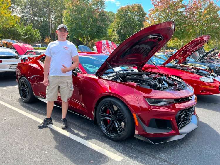 High-performance 2022 Camaro in red with a spoiler