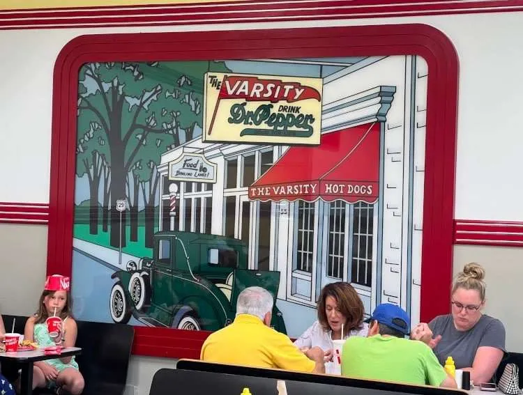 Colorful inside mural at the Varsity restaurant