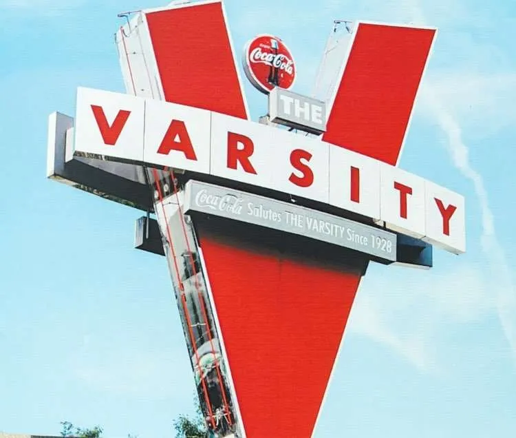 Outdoor sign of the Varsity restaurant in Atlanta.