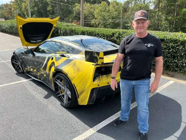 A custom wrapped C7 Corvette