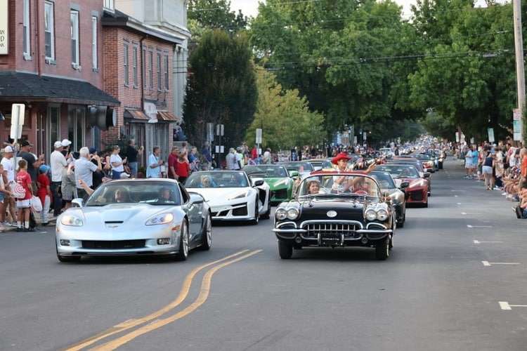 Annual Corvette parade through Carlisle during the Corvettes at Carlisle parade in 2025.