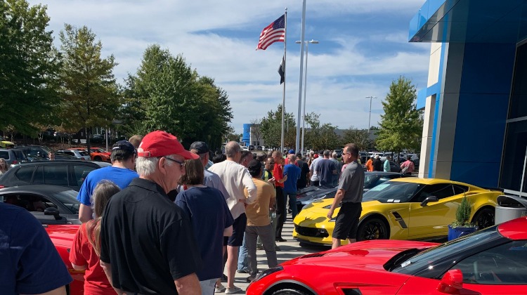 People attending C8 reveal event at Hendrick Chevrolet, Duluth GA.