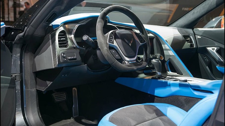 Tension Blue interior of a seventh generation Corvette coupe