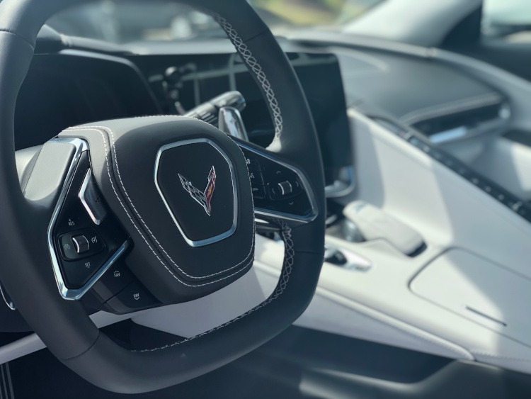 Square top and bottom steering wheel for the all-new C8 Corvette