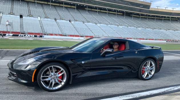 Black C7 Corvette at Atlanta Motor Speedway