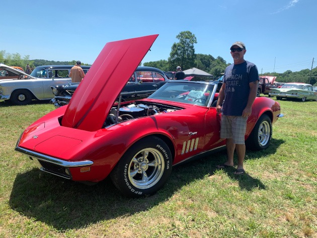 Red 1969 convertible Corvette