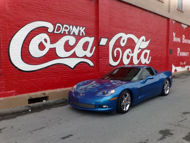 Blue C6 base model Corvette coupe