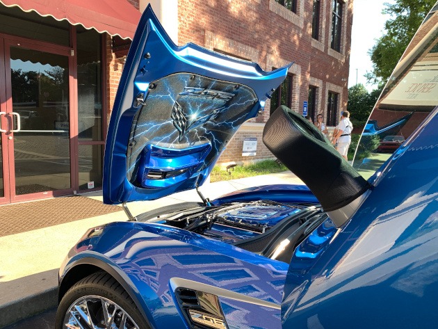 Custom hoodliner for a Elkhart Blue Corvette