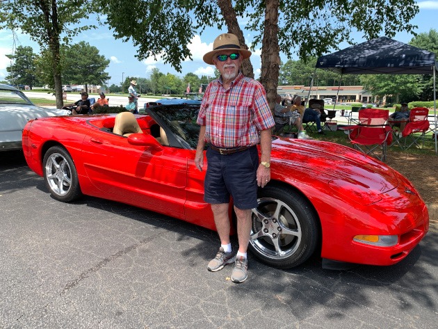 Fifth-generation Corvette convertible in Torch Red