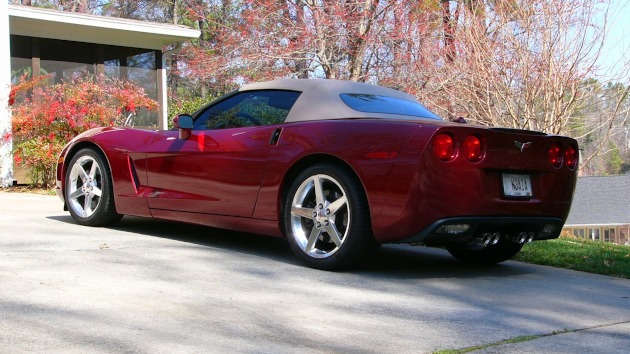C6 red metallic Corvette convertible