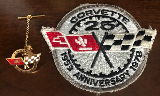 special Corvette pin and 25th anniversary patch