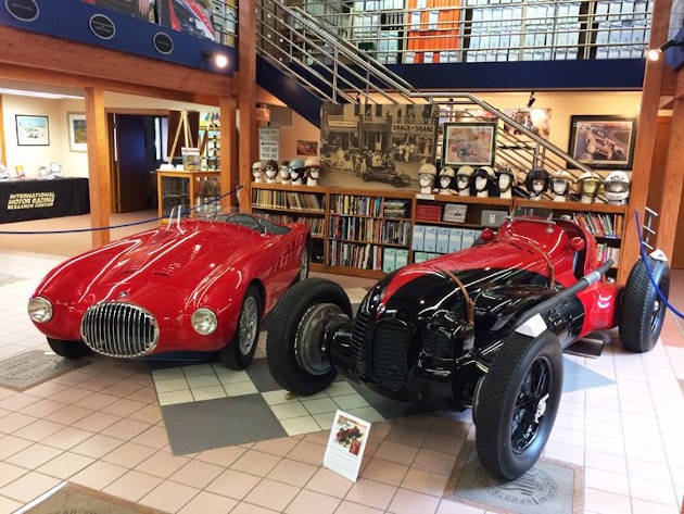 Two vintage cars in the IMRRC facilities