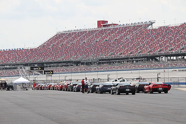 Corvettes lining up at the Talladega Superspeedway