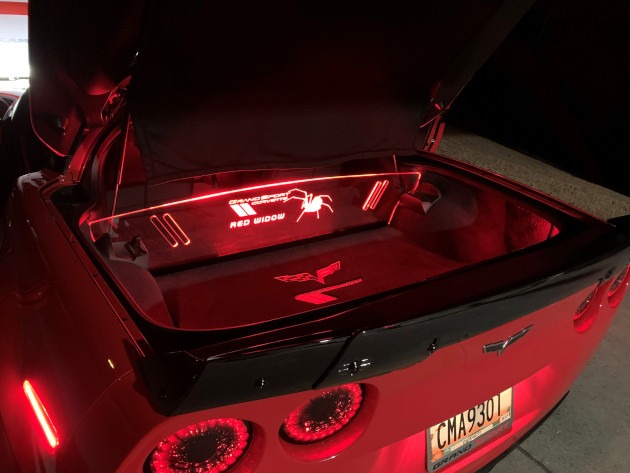 Lit windscreen in the back of sixth-generation Corvette