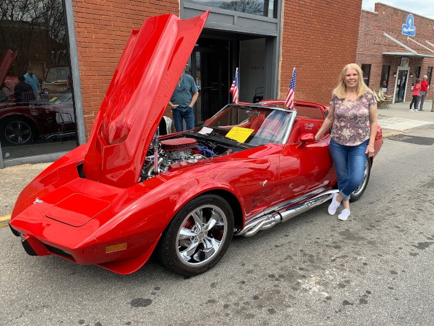 Third-generation red 1979 custom painted Corvette coupe