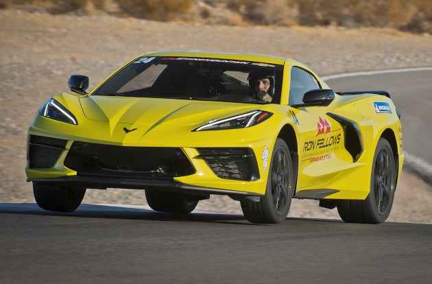 Accelerate Yellow C8 Corvette at the Ron Fellows Performance Driving School