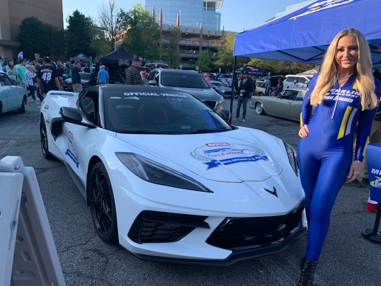 White C8 pace car for the Petite LeMans race and a model