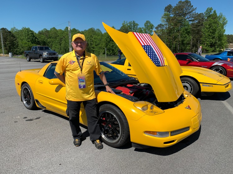 2001 Corvette Z06 with a U.S. flag on hood