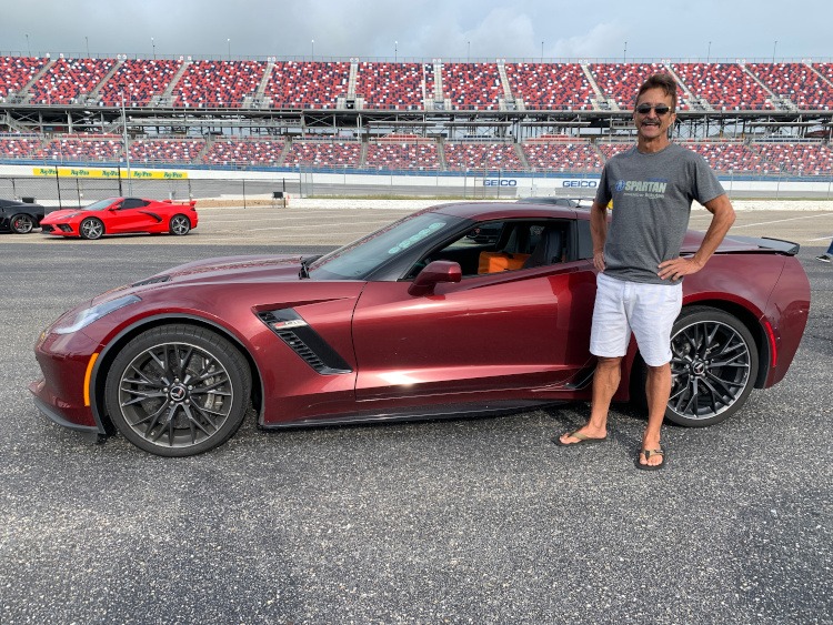 C7 Corvette coupe in Long Beach Red at Talladega Superspeedway