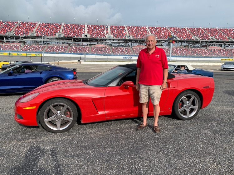 Sixth-generation Victory Red Corvette convertible at Talladega Superspeedway