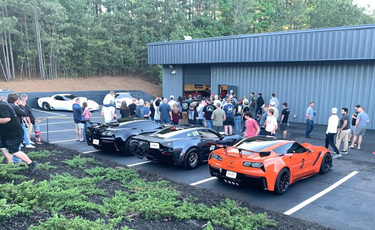 Overflow of people outside of Vengeance Racing facilities