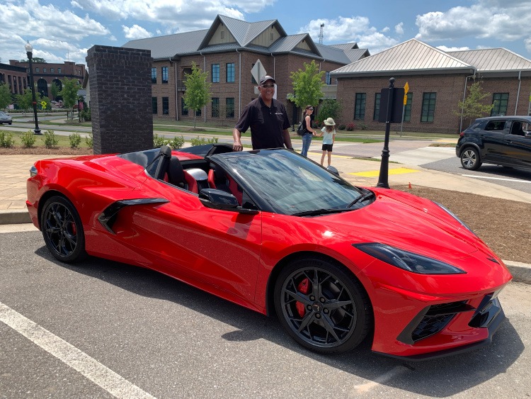 Eighth-generation Corvette convertible in Torch Red