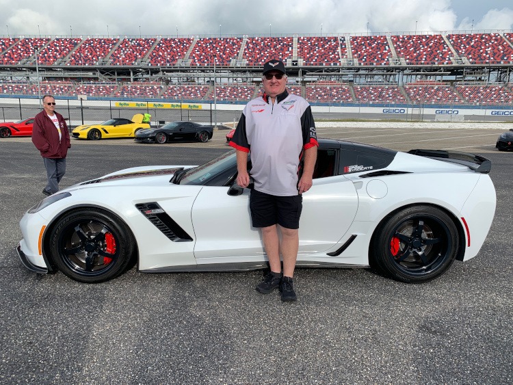 Seventh-generation Arctic White Z06 edition Corvette at the Talladega Superspeedway