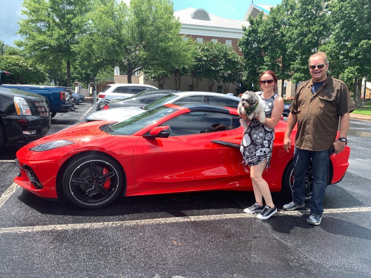 Eighth-generation Corvette coupe in Torch Red