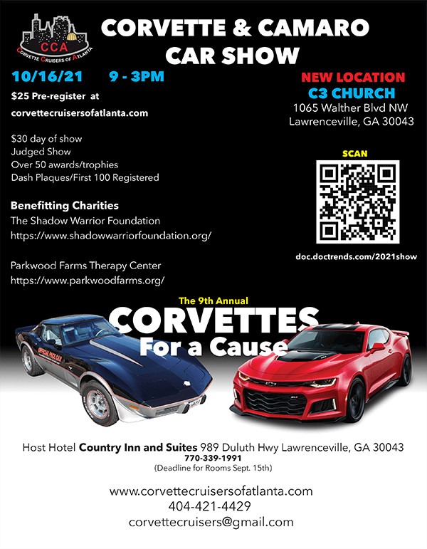 Oct 16th Corvette Cruisers of Atlanta car show flyer