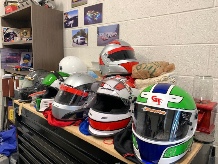 Stack of full face helmets at Lanier Tech School