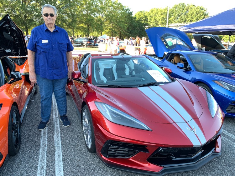 Eighth-generation Corvette with silver racing stripe