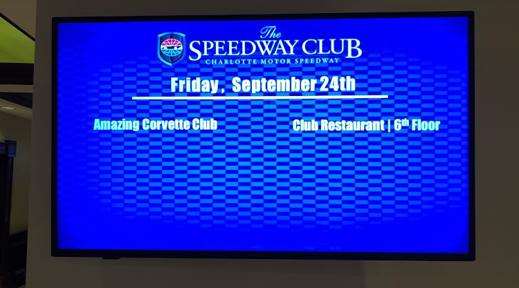 The Speedway Dining Club sign at Lowe's Race Track