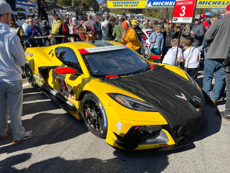 Yellow C8.R Corvette race car number 3