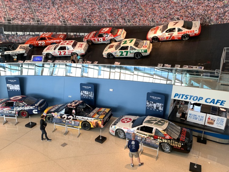 Second floor view of the Great Hall of the NASCAR Hall of Fame.