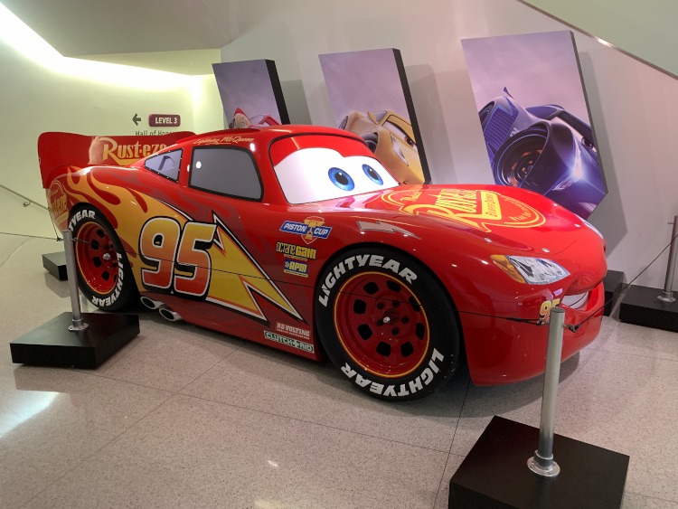 Cartoon style car at the NASCAR Hall of Fame.