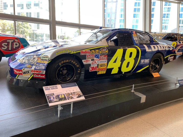 Jimmy Johnson's Lowe's race car at the NASCAR Hall of Fame.