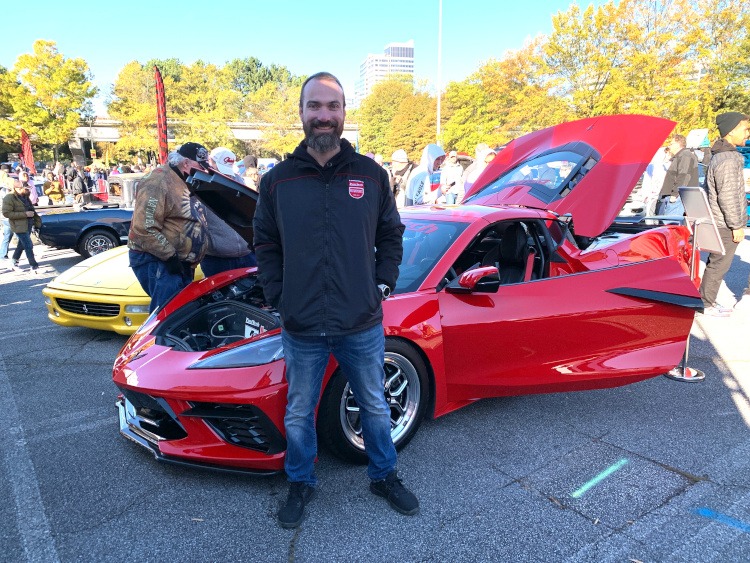 Red C8 coupe at Caffeine & Octane