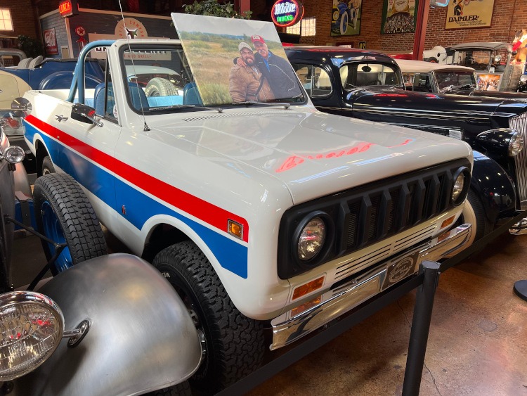Red, white and blue Ford Bronco in the Corker Museum