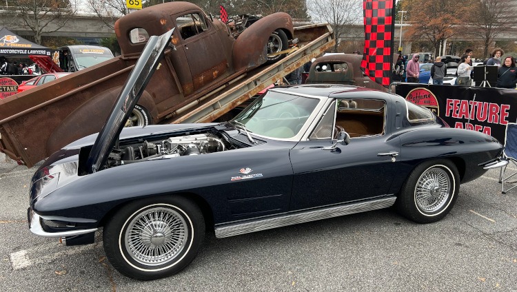 1963 Daytona Blue Corvette coupe with wire wheels