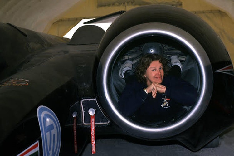 Woman inside the turbine engine air intake