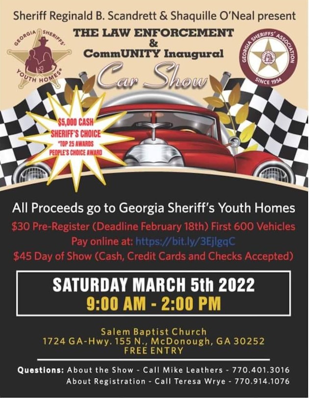 Car show banner for Georgia Sheriff's Youth Homes