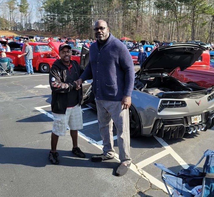 Shaquille O'neal & Stephen at a car show