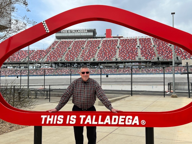 Talladega superspeedway sign at the track