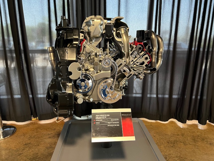 Eighth-generation Z06 cutaway engine on stand