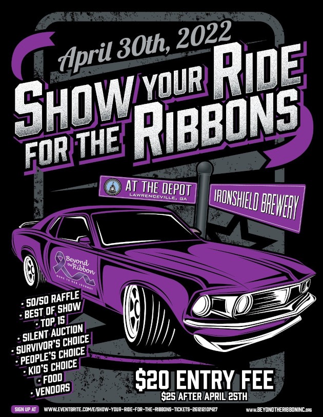 Poster for the April 30th, 2022 Show Your Ride For The Ribbons event