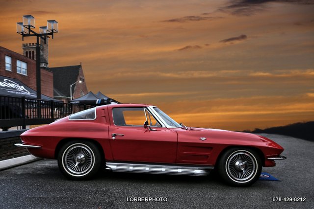 Classic red second-generation Corvette coupe