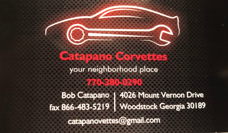 Business card for Catapano Corvettes garage