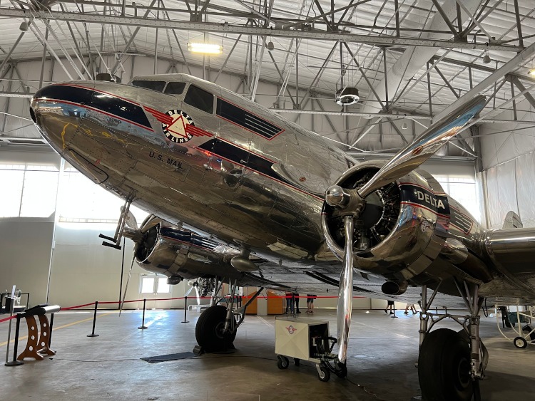 Classic DC-3 airplane at the Delta Air Museum