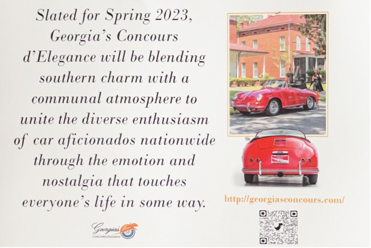 Advertisement for the 2023 Georgia Concours d'Elegance.